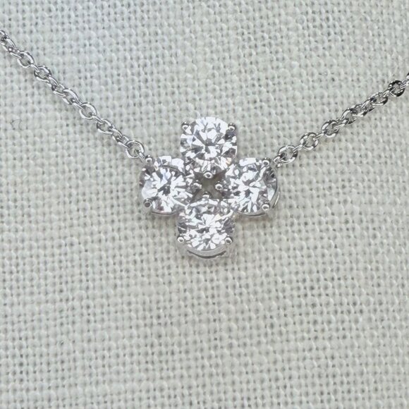 Eliot Danori Silver-Tone 4-Stone CZ Necklace – Adjustable 16” + 2” Extension - Picture 1 of 7